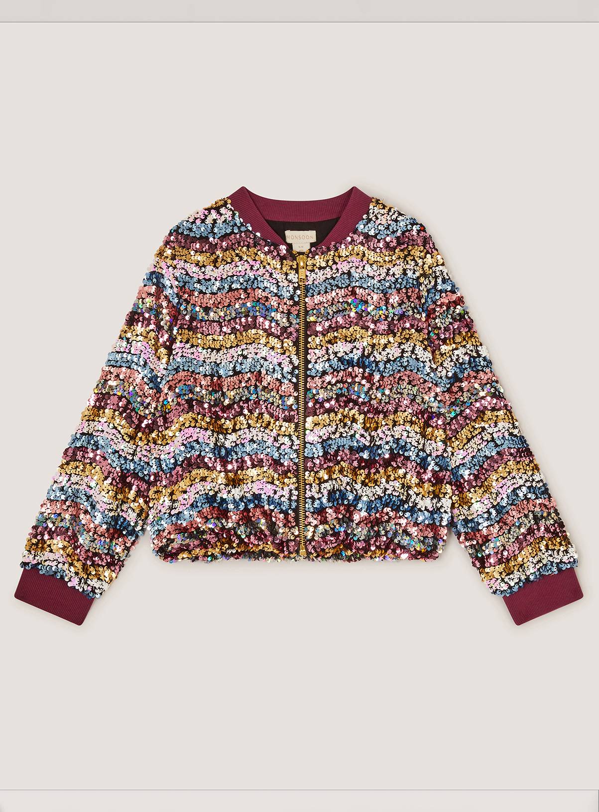 MONSOON Sequin Bomber Jacket 7-8 years - Image 2